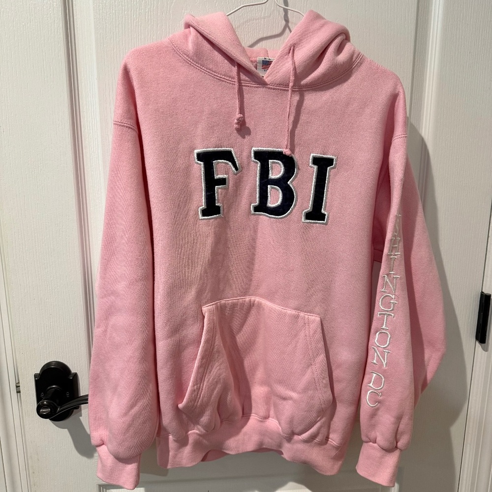 N&T FBI Washington DC Pink Hoodie Sweatshirt Sz M